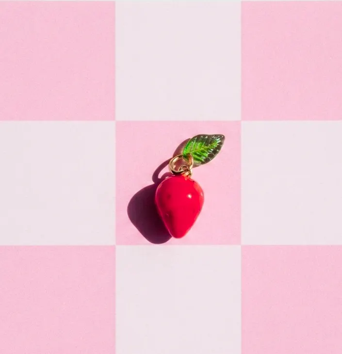 strawberry clay charm